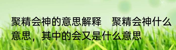 聚精会神的意思解释　聚精会神什么意思，其中的会又是什么意思