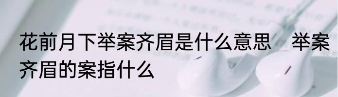 花前月下举案齐眉是什么意思　举案齐眉的案指什么