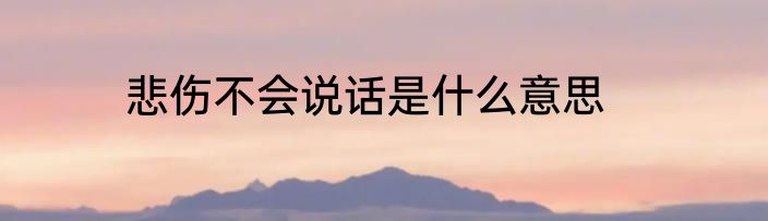 悲伤不会说话是什么意思