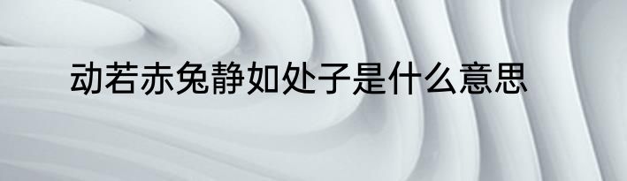 动若赤兔静如处子是什么意思