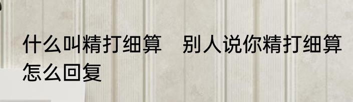 什么叫精打细算　别人说你精打细算怎么回复