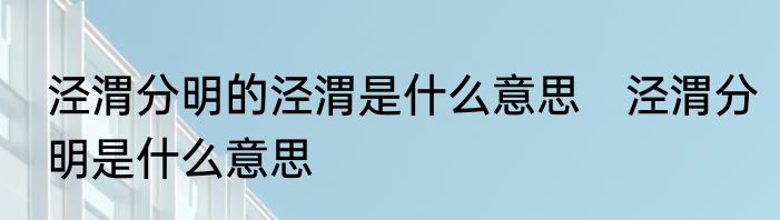 泾渭分明的泾渭是什么意思　泾渭分明是什么意思