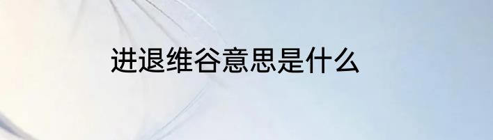 进退维谷意思是什么