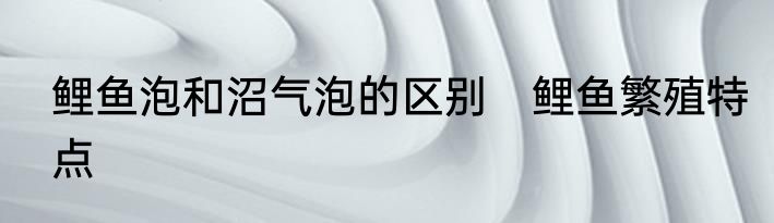 鲤鱼泡和沼气泡的区别　鲤鱼繁殖特点