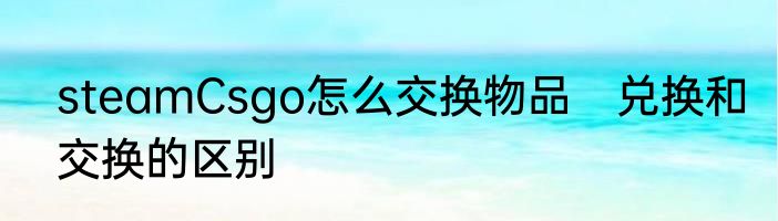 steamCsgo怎么交换物品　兑换和交换的区别