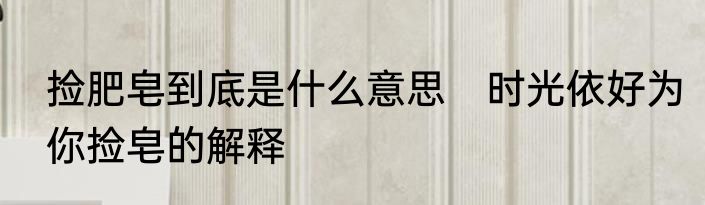 捡肥皂到底是什么意思　时光依好为你捡皂的解释