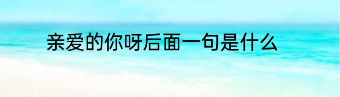 亲爱的你呀后面一句是什么