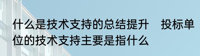 什么是技术支持的总结提升　投标单位的技术支持主要是指什么