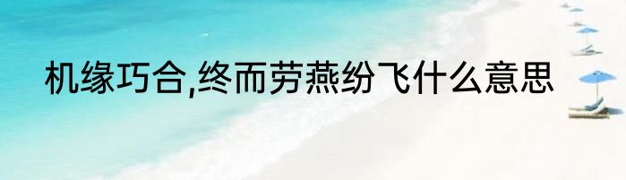 机缘巧合,终而劳燕纷飞什么意思