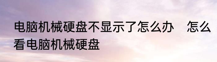 电脑机械硬盘不显示了怎么办　怎么看电脑机械硬盘