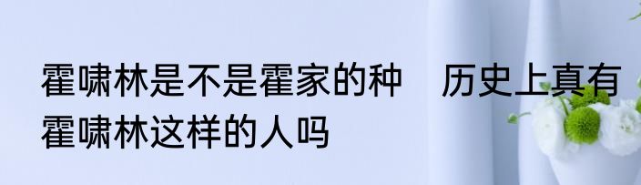 霍啸林是不是霍家的种　历史上真有霍啸林这样的人吗