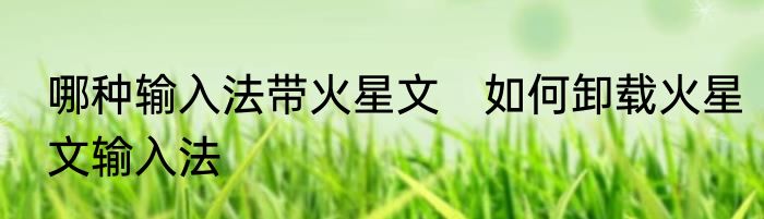 哪种输入法带火星文　如何卸载火星文输入法