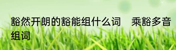 豁然开朗的豁能组什么词　乘豁多音组词