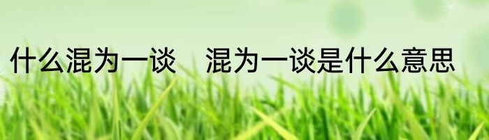 什么混为一谈　混为一谈是什么意思