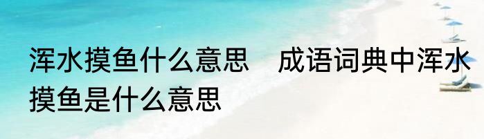 浑水摸鱼什么意思　成语词典中浑水摸鱼是什么意思