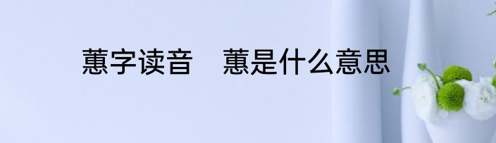 蕙字读音　蕙是什么意思