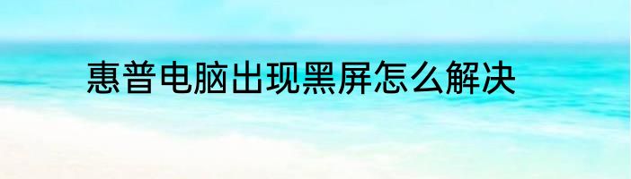 惠普电脑出现黑屏怎么解决