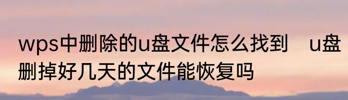 wps中删除的u盘文件怎么找到　u盘删掉好几天的文件能恢复吗