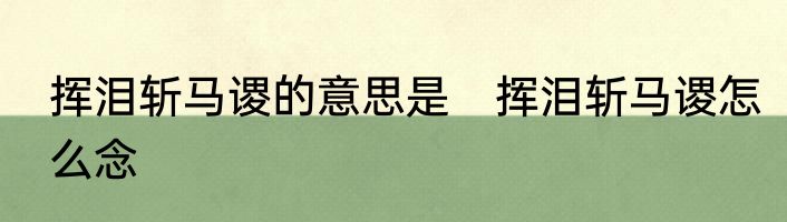 挥泪斩马谡的意思是　挥泪斩马谡怎么念