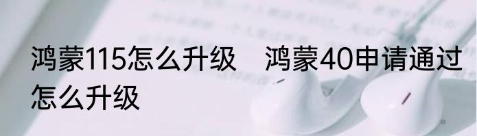鸿蒙115怎么升级　鸿蒙40申请通过怎么升级