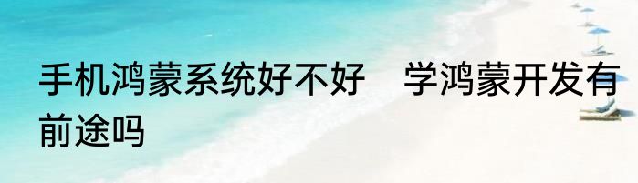 手机鸿蒙系统好不好　学鸿蒙开发有前途吗