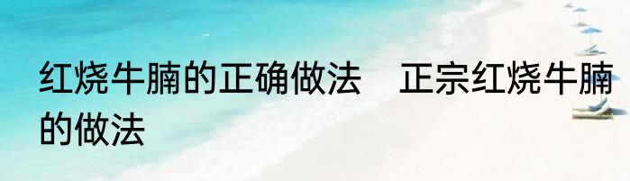 红烧牛腩的正确做法　正宗红烧牛腩的做法