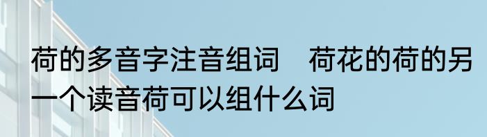 荷的多音字注音组词　荷花的荷的另一个读音荷可以组什么词