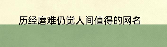 历经磨难仍觉人间值得的网名