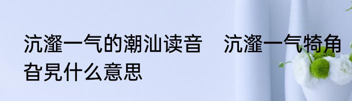 沆瀣一气的潮汕读音　沆瀣一气犄角旮旯什么意思