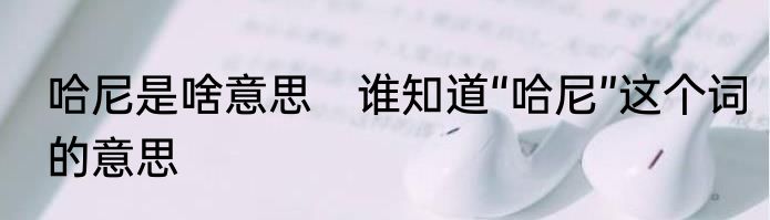 哈尼是啥意思　谁知道“哈尼”这个词的意思