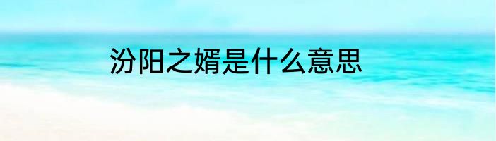 汾阳之婿是什么意思