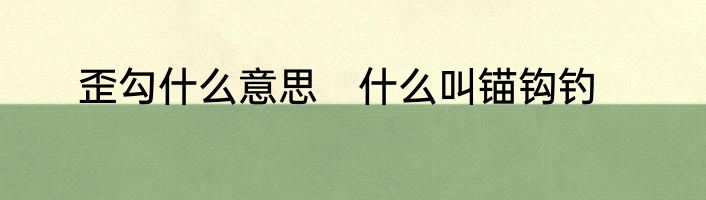 歪勾什么意思　什么叫锚钩钓