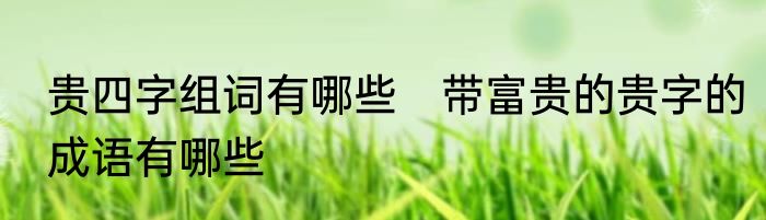贵四字组词有哪些　带富贵的贵字的成语有哪些