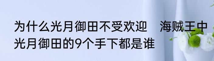 为什么光月御田不受欢迎　海贼王中光月御田的9个手下都是谁