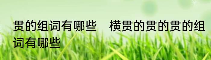 贯的组词有哪些　横贯的贯的贯的组词有哪些