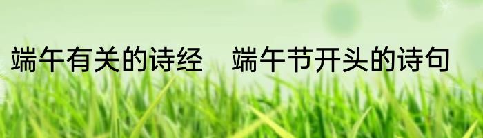 端午有关的诗经　端午节开头的诗句