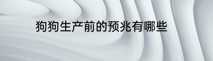 狗狗生产前的预兆有哪些