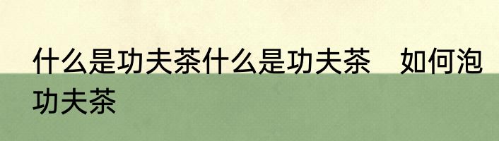 什么是功夫茶什么是功夫茶　如何泡功夫茶