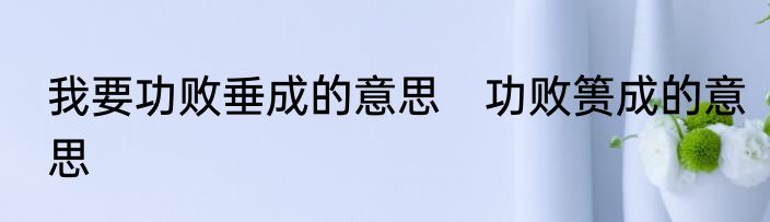 我要功败垂成的意思　功败篑成的意思