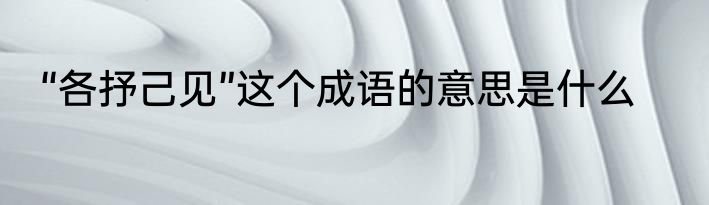“各抒己见”这个成语的意思是什么