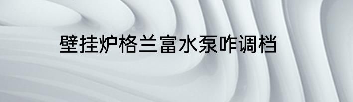 壁挂炉格兰富水泵咋调档