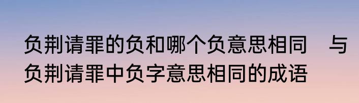负荆请罪的负和哪个负意思相同　与负荆请罪中负字意思相同的成语