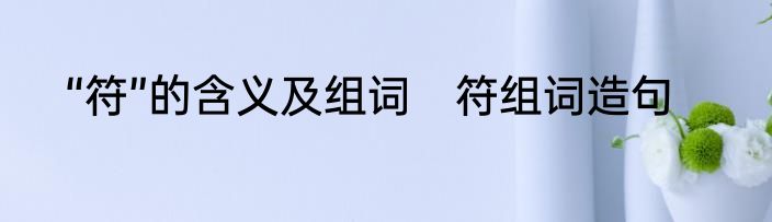 “符”的含义及组词　符组词造句