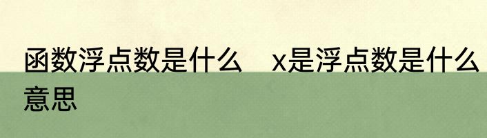 函数浮点数是什么　x是浮点数是什么意思
