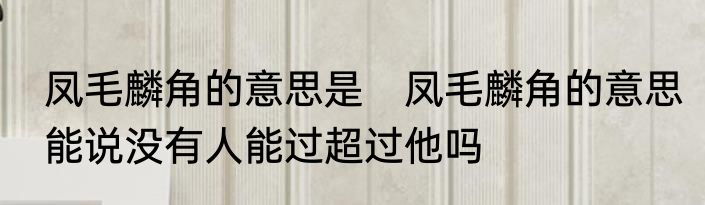 凤毛麟角的意思是　凤毛麟角的意思能说没有人能过超过他吗