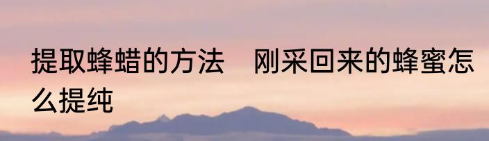 提取蜂蜡的方法　刚采回来的蜂蜜怎么提纯