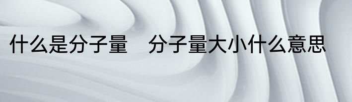 什么是分子量　分子量大小什么意思