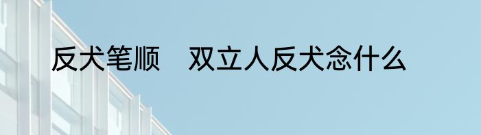 反犬笔顺　双立人反犬念什么