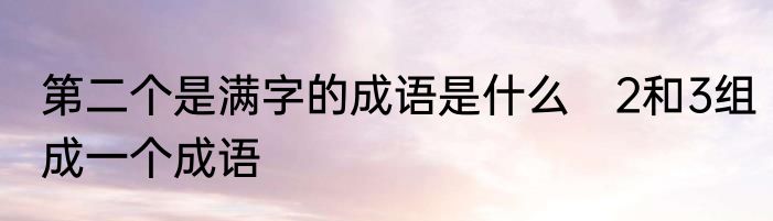 第二个是满字的成语是什么　2和3组成一个成语
