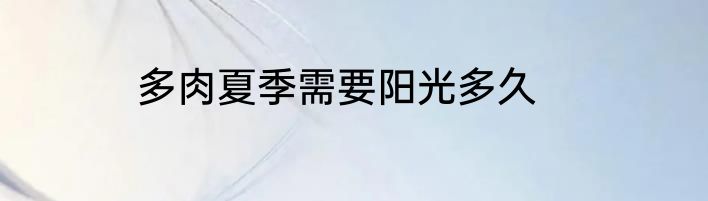 多肉夏季需要阳光多久